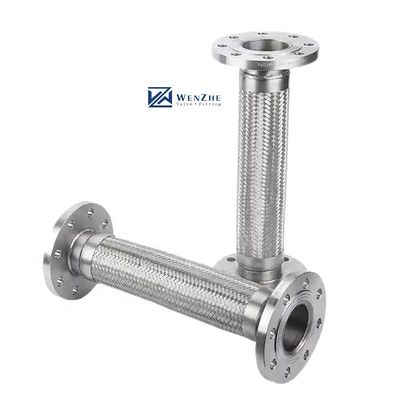 Flexible Metal Corrugated Pipe with Flange Connection Silver Stainless Steel 304 316 Hose