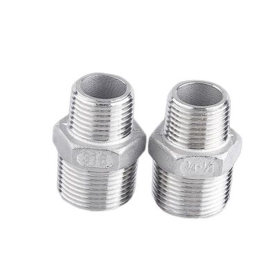 304/316L Stainless Steel BSP/NPT Male Thread Hexagonal Nipple for Water Media 1/4''-4.0