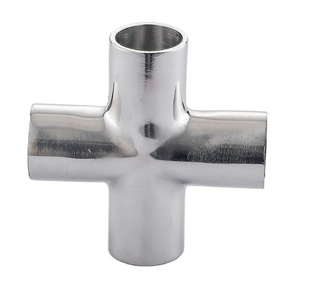 Round Head Code Equal Sanitary Stainless Steel 304 316L Welded 4 Way Cross Pipe Fittings