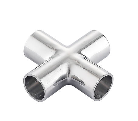 Round Head Code Equal Sanitary Stainless Steel 304 316L Welded 4 Way Cross Pipe Fittings