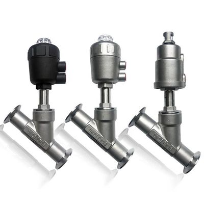 Tri-Clamp Ends Pneumatic Actuator Angle Seat Valve with Stainless Steel 304 Cylinder