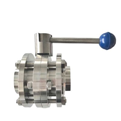 Sanitary Stainless Steel 304 316L Manual Three-Piece Welded Flange Wafer Butterfly Valve