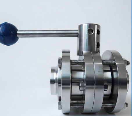 Sanitary Stainless Steel 304 316L Manual Three-Piece Welded Flange Wafer Butterfly Valve