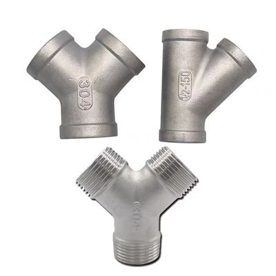 Casting WZ Stainless steel 201 304 316 Y-shaped internal thread tee fitting joint NPT BSP
