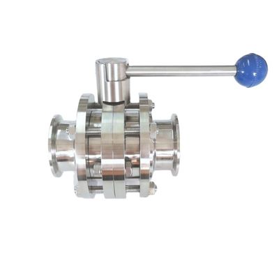 Heavy-Duty Manual Sanitary 304 316L Stainless Steel 3 Piece Flange Clamp Butterfly Valve