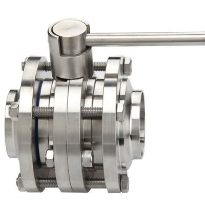 Heavy-Duty Manual Sanitary 304 316L Stainless Steel 3 Piece Flange Clamp Butterfly Valve