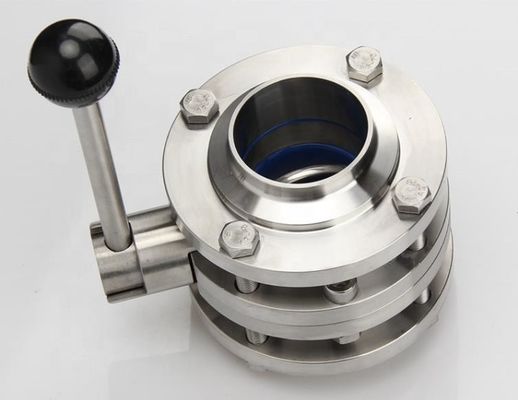 Heavy-Duty Manual Sanitary 304 316L Stainless Steel 3 Piece Flange Clamp Butterfly Valve
