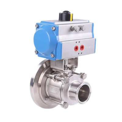 304 316 Stainless Steel Hygienic Weld Clamp Flange Thread Ball Valve with Pneumatic Actuator