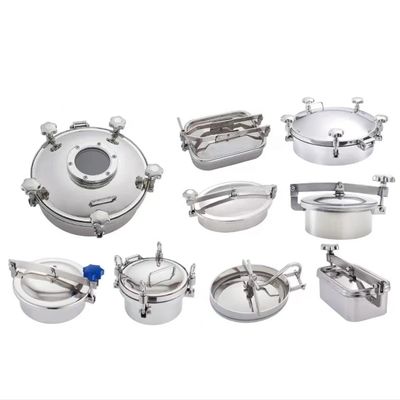 Sanitary SS304 SS316L Stainless Steel Round Pressure Manhole Cover