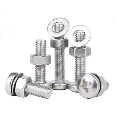 Equal M2 M3 M4 SS304 SS316 Cross Recessed Countersunk Flat Head Screws and Hexagon Nut Flat Washer Set