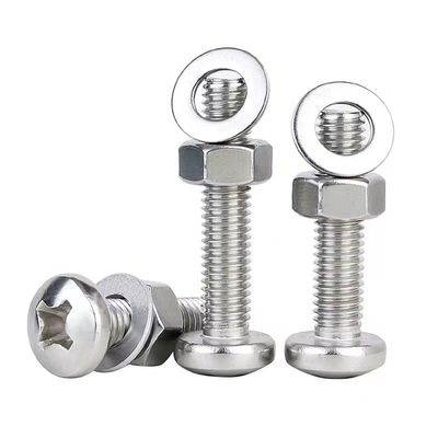 Equal M2 M3 M4 SS304 SS316 Cross Recessed Countersunk Flat Head Screws and Hexagon Nut Flat Washer Set