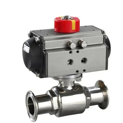 Stainless Steel 304 Tri Clamp Connection Sanitary Food Safe Pneumatic Actuator Ball Valve