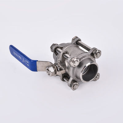 Stainless Steel 304 3PC Ball Valve for Water Media Silver Tri-Clamp Clover Pipe Lined