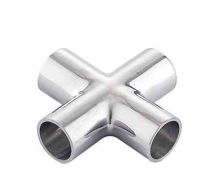 Custom ISO Sanitary Stainless Steel 304 316 4 Way Pipe Fitting Welding Clamped Cross