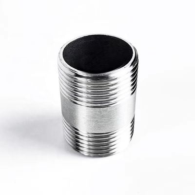 Thread Connection Sanitary 201 304 Stainless Steel Double Round Thread Pipe Nipple