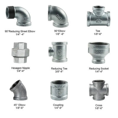 Malleable Iron Galvanized Thread Pipe Fittings for Equal Sizes 1''-8'' at Competitive