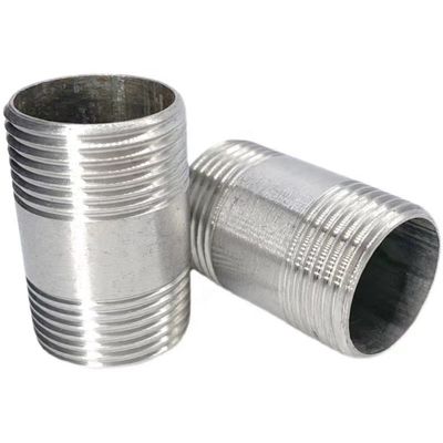 Thread Connection Sanitary 201 304 Stainless Steel Double Round Thread Pipe Nipple