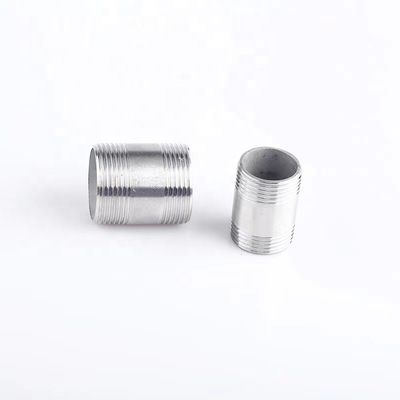 Thread Connection Sanitary 201 304 Stainless Steel Double Round Thread Pipe Nipple