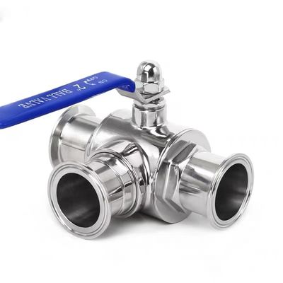 Stainless Steel 304 316 316L Casting Sanitary 3-Way Manual Ball Valve 1/2 Inch DIN 3A SMS