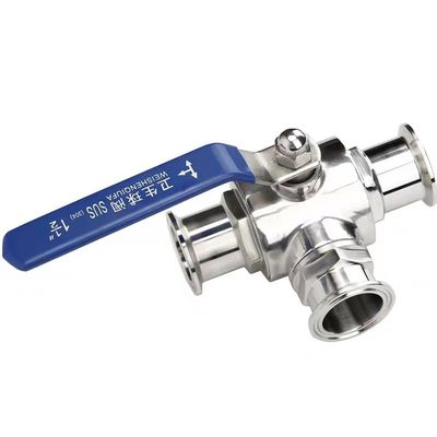 Stainless Steel 304 316 316L Casting Sanitary 3-Way Manual Ball Valve 1/2 Inch DIN 3A SMS