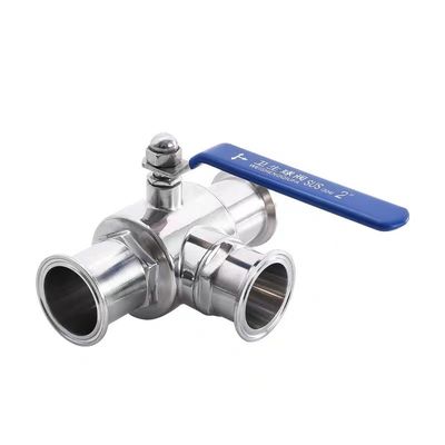 Stainless Steel 304 316 316L Casting Sanitary 3-Way Manual Ball Valve 1/2 Inch DIN 3A SMS