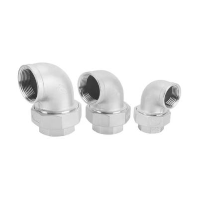 RTS Stainless Steel Gas Union Female Thread 90 Degree Elbow for FF Pipe Fittings