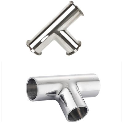 DN15-DN300 Food Grade Sanitary Stainless Steel Sanitary Weld/Clamp Equal Tee SS304 316L