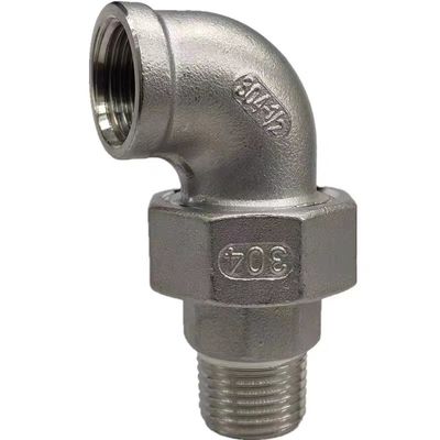 Stainless Steel Silver BSP NPT G BSPT Female Male Thread Casting Union Elbow Fittings