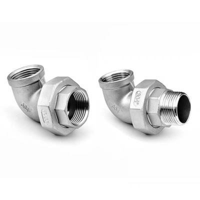Stainless Steel Silver BSP NPT G BSPT Female Male Thread Casting Union Elbow Fittings