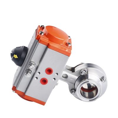 Water Media Sanitary Stainless Steel 304 Tri Clamp Pneumatic Actuator Butterfly Valve