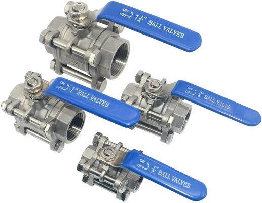 Round Head Ball Valve 1/2 Inch NPT Threaded Stainless Steel 304 Female 3 Piece Full Port