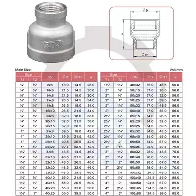Stainless Steel 201 304 316 Npt BSP Threaded Pipe Coupling Fittings Red Socket Reducer