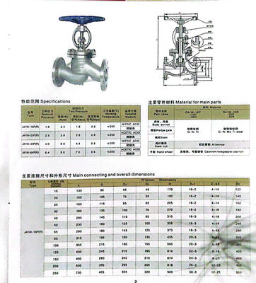 Light/Medium Duty 304 Stainless Steel Globe Valve with 2" API Flange and Manual Control