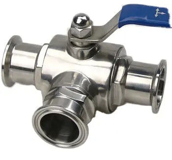 Food Grade Silver T Type TRI CLAMP 3 Way Ball Valve Stainless Steel 304 316 WZ 3A/DIN/SMS