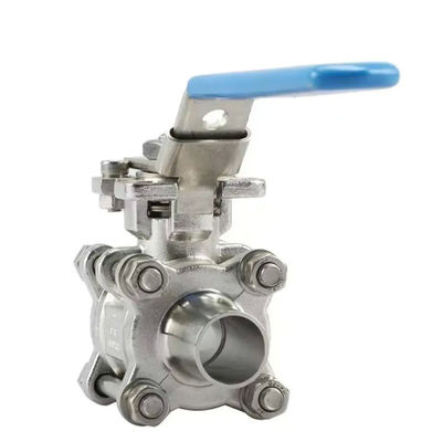 Silver 3pc High Platform Sanitary Ball Valves for WZ 3A DIN CE ISO Stainless Steel Length