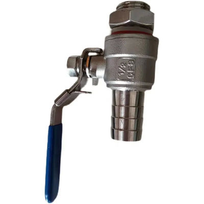 Silver WZ 1/2" Stainless Steel 304 2PC Barbed Hose Ball Valve with Thread SS Threaded Hose Ball Valve
