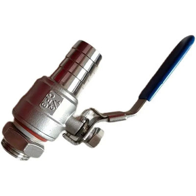 Silver WZ 1/2" Stainless Steel 304 2PC Barbed Hose Ball Valve with Thread SS Threaded Hose Ball Valve