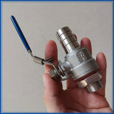 Silver WZ 1/2" Stainless Steel 304 2PC Barbed Hose Ball Valve with Thread SS Threaded Hose Ball Valve