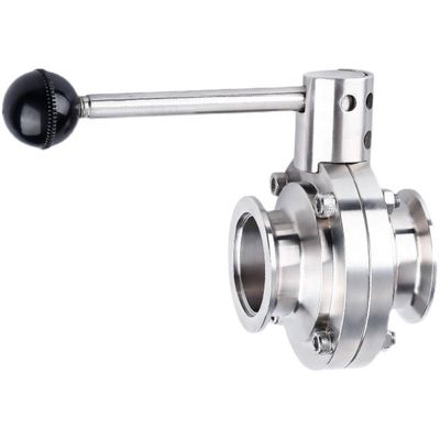 WZ Ss 304 316 Stainless Steel Valved Vacuum Tri-clamp Butterfly Valve for Pipe Lines