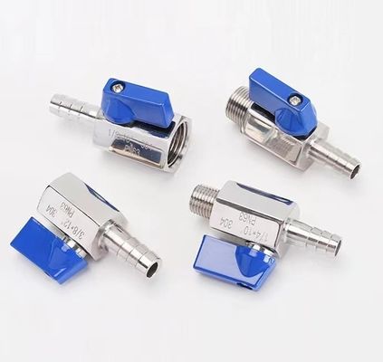 3/4"-12" NPT Female Threaded Stainless Steel Mini Ball Valve with Hose Hose Barb