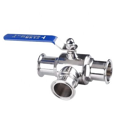 Forged Sanitary SS304/SS316L L/T Type Tri Clamp Stainless Steel 3 Way Ball Valve 3A DIN