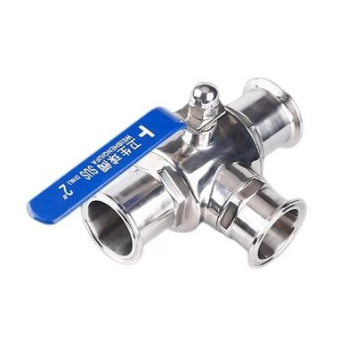 Forged Sanitary SS304/SS316L L/T Type Tri Clamp Stainless Steel 3 Way Ball Valve 3A DIN