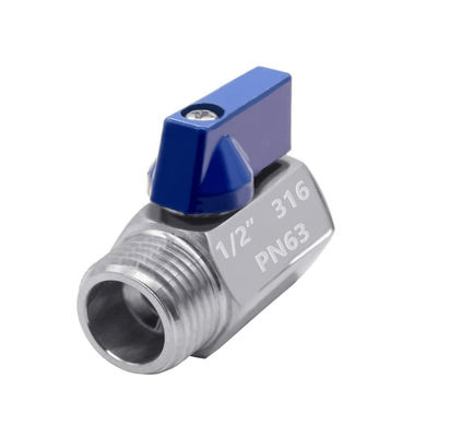 Stainless Steel 301/304/316 1/2" Mini Ball Valve Female x Male NPT Thread Shut-Off Valve