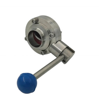 Hygienic Grade Dairy Food Stainless Steel 304 316 Sanitary Welded Manual /TC Butterfly Valve 3A DIN