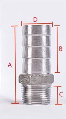 Stainless Steel 1" Hose Barb x 3/4" NPT Male for Home Brew Pipe Fitting Female Thread