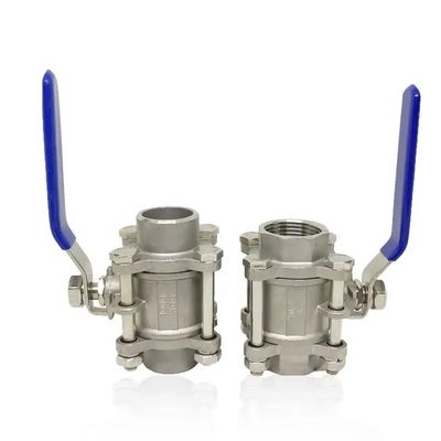Stainless Steel 304/316 3 Piece Type Screw Thread Ball Valve NPT BSPT G for Heavy-Duty