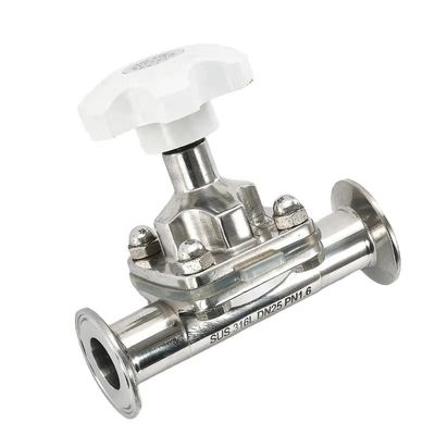 Forged Silver Stainless Steel Manual Tri Clamp Diaphragm Valve For Manual Operation