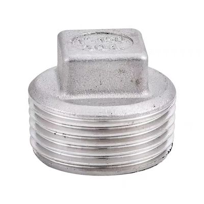 Customized Support 304 Stainless Steel Square Head Cored Plug Class 150 2'' NPT Male
