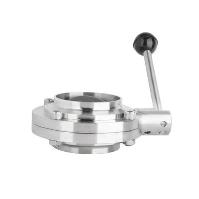 Food Grade Sanitary Stainless Steel Butt-Weld Butterfly Valve with Welding Connection
