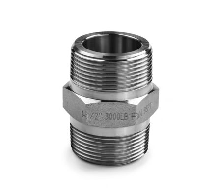 WZ Stainless Steel High Pressure Hex Nipple BSP NPT Equal Male Thread Pipe Fitting